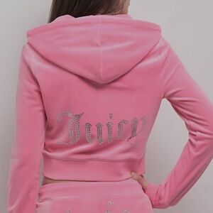 New Juicy Couture OG Bling Hot Hot Velour Track Hoodie Sz S